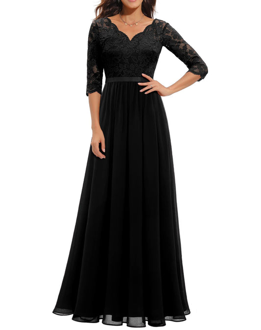 Lace Splicing Long Dress