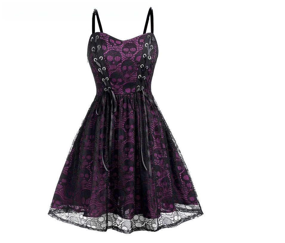 Lace-Stitch Sling Dress