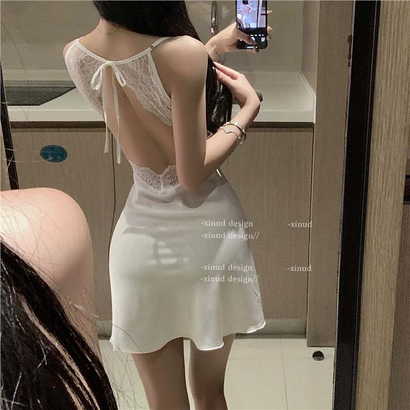 Lace Trim Backless Nightdress