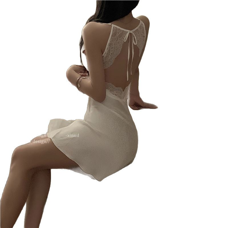 Lace Trim Backless Nightdress