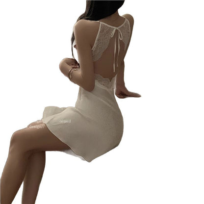 Lace Trim Backless Nightdress