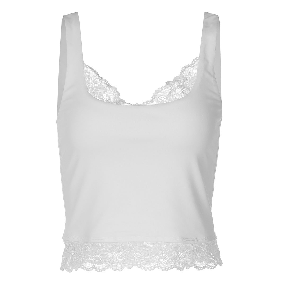 Lace Trim Slim Fit Womens Tank Top