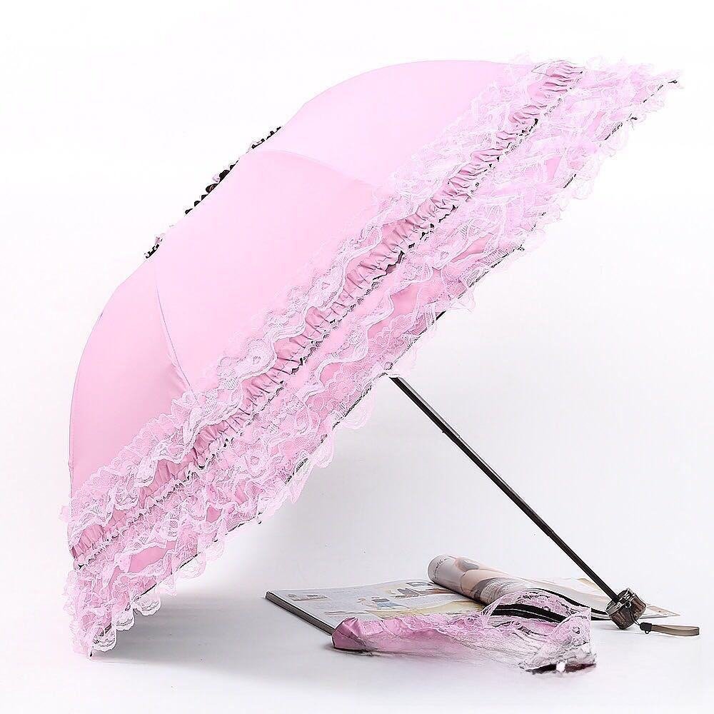 Lace Trim Sun Rain Umbrella