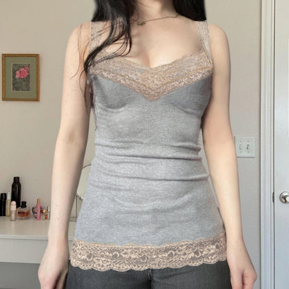 Lace Trim V-Neck Slim Camisole Top