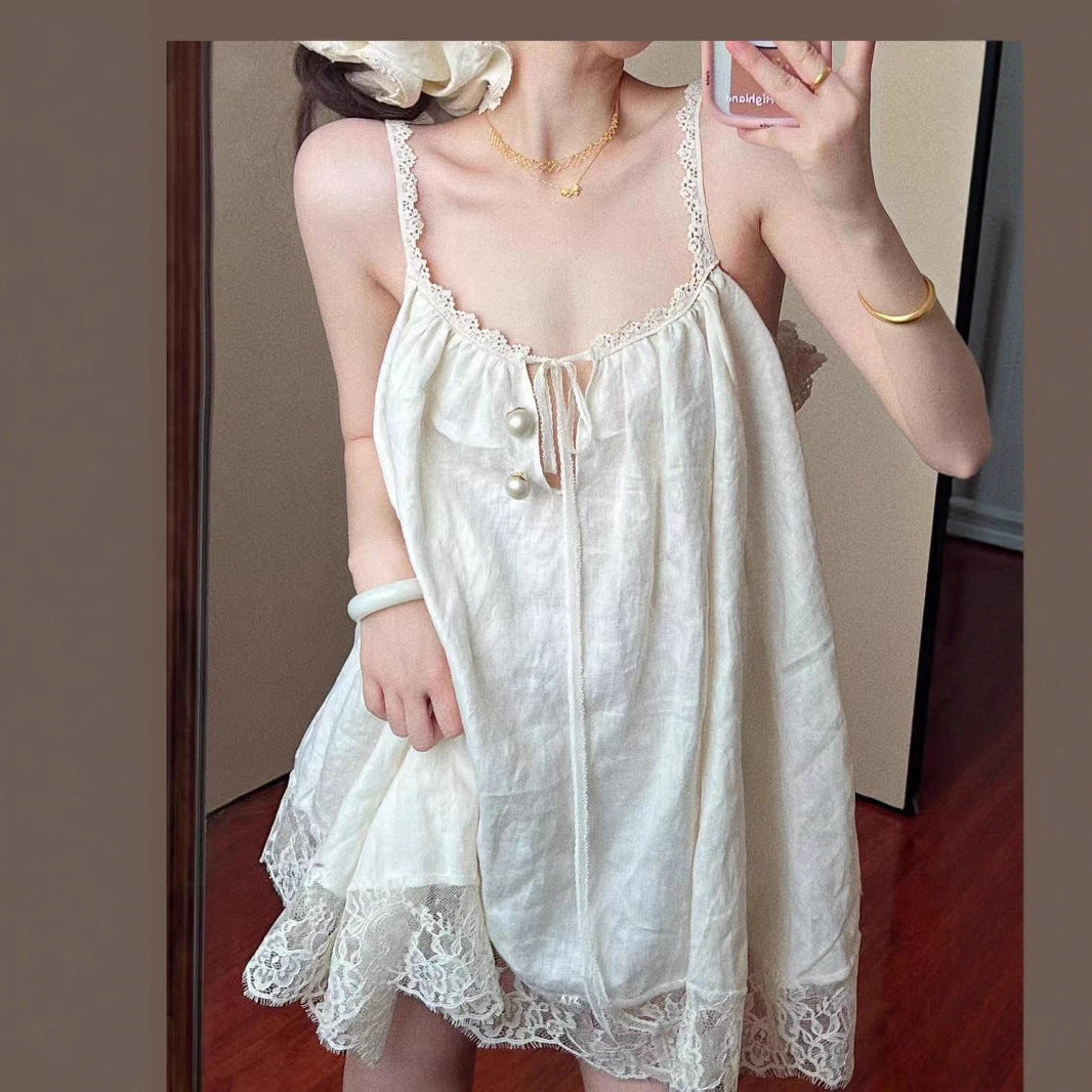 Lace trimmed bandeau nightgown