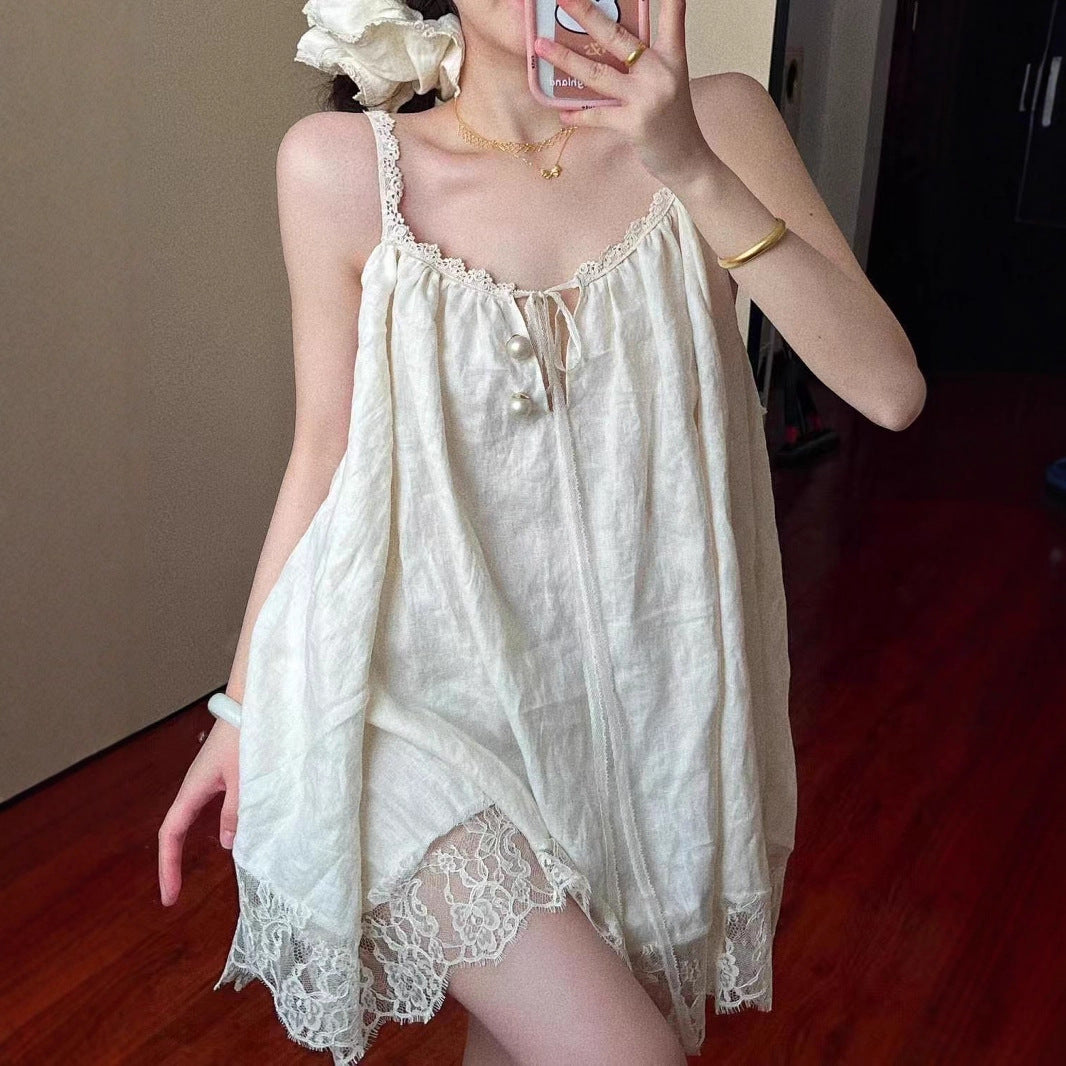 Lace trimmed bandeau nightgown