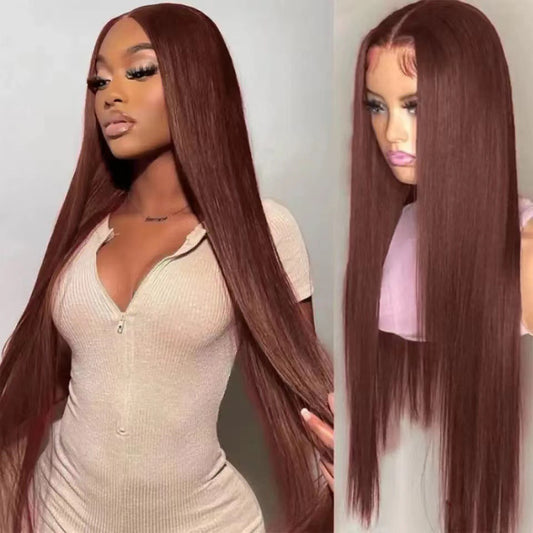 Lace-trimmed straight hair