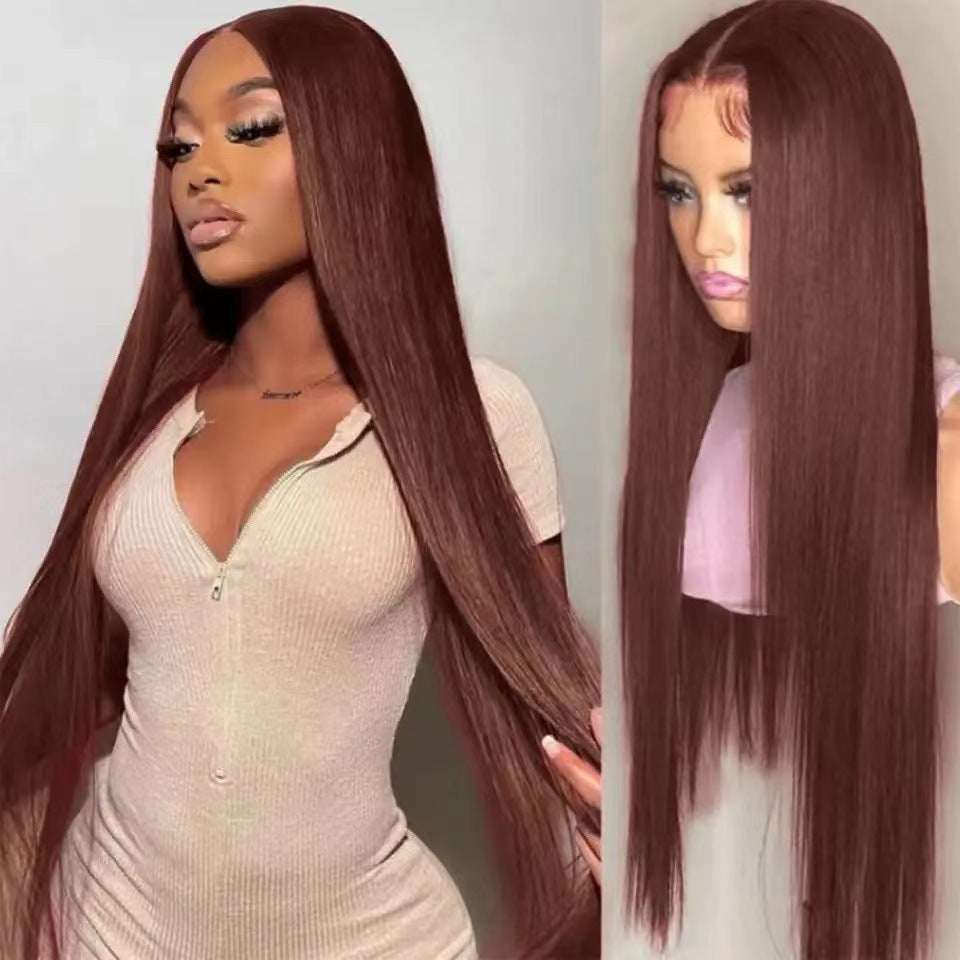 Lace-trimmed straight hair