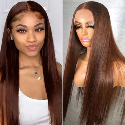 Lace-trimmed straight hair