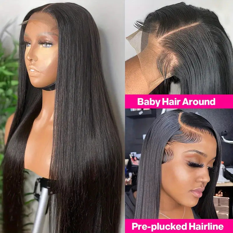 Lace-trimmed straight hair