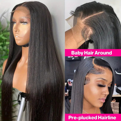 Lace-trimmed straight hair
