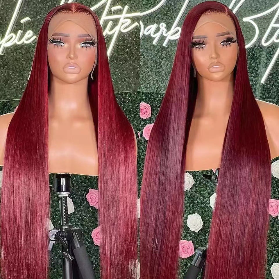 Lace-trimmed straight hair