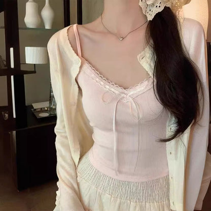 Lace-trimmed strapless vest