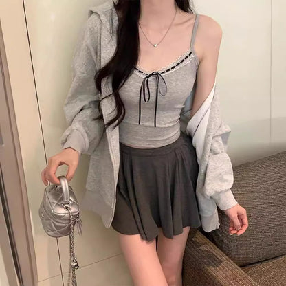 Lace-trimmed strapless vest