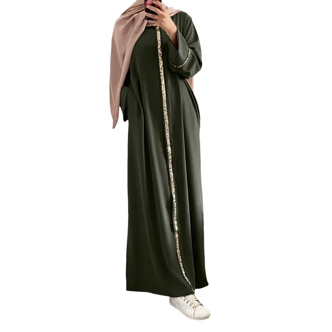 Lace-trimmed women's summer casual long dress