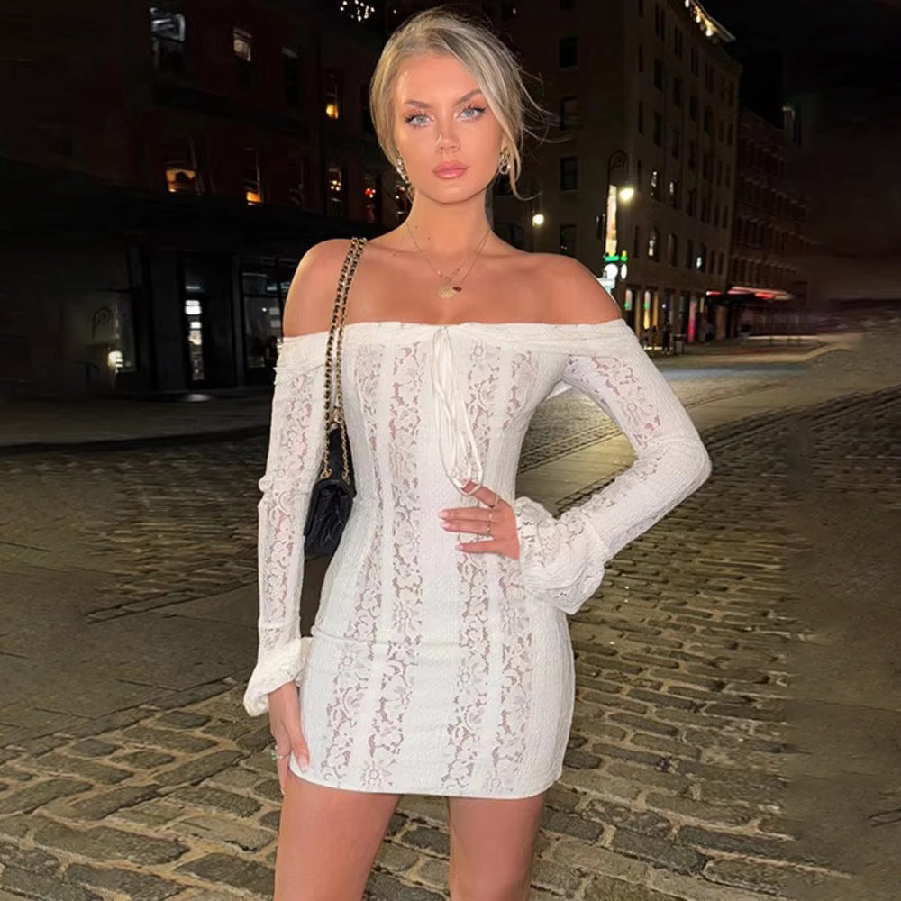 Lace Tube Top Bodycon Dress Long Sleeve