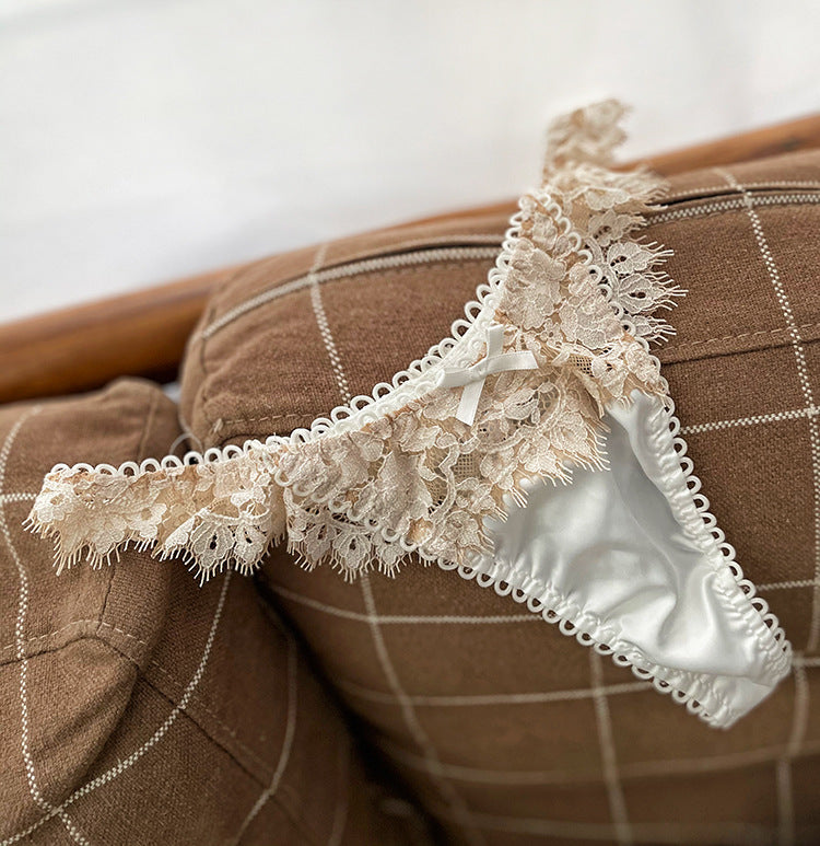 Lace Underwear with Bows and Ribbon Trim