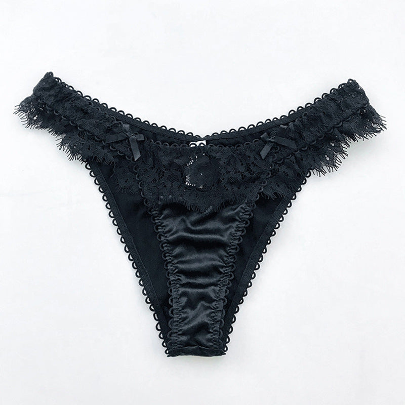Lace Underwear with Bows and Ribbon Trim
