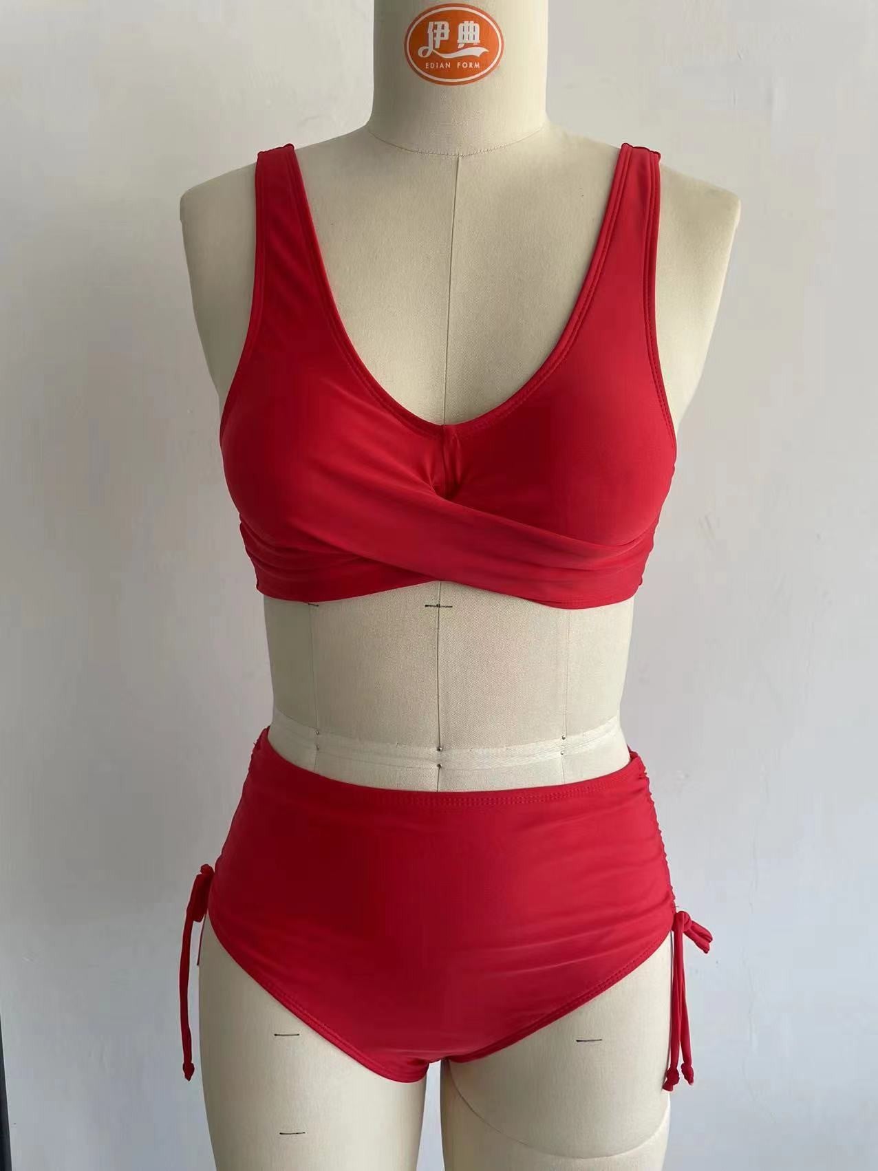 Lace-Up Cut-Out High Waist Bikini Swimsuit