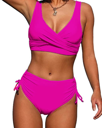 Lace-Up Cut-Out High Waist Bikini Swimsuit
