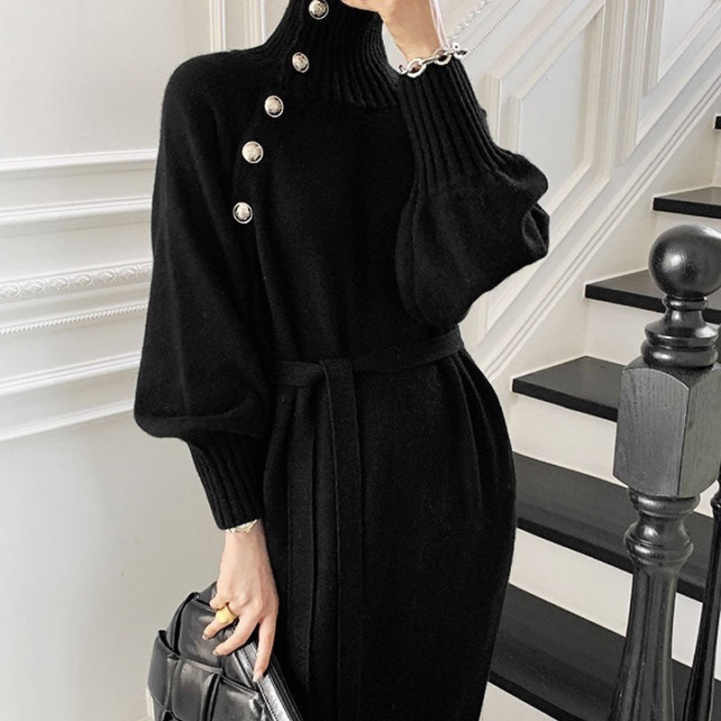 Lace-up Waist Knitted Dress