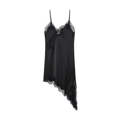 Lace V Neck Asymmetric Sleeveless Dress