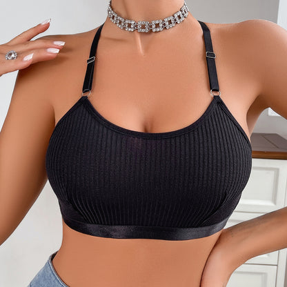 Lace Wireless Halter Neck Camisole Bra