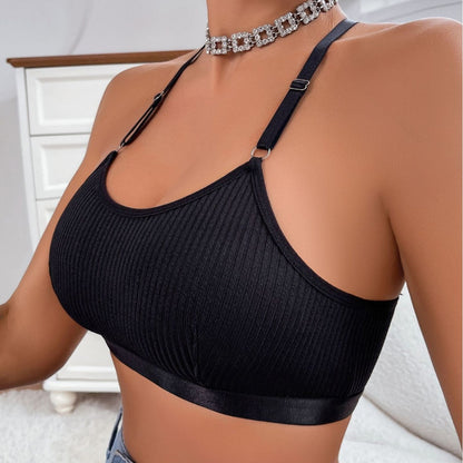 Lace Wireless Halter Neck Camisole Bra
