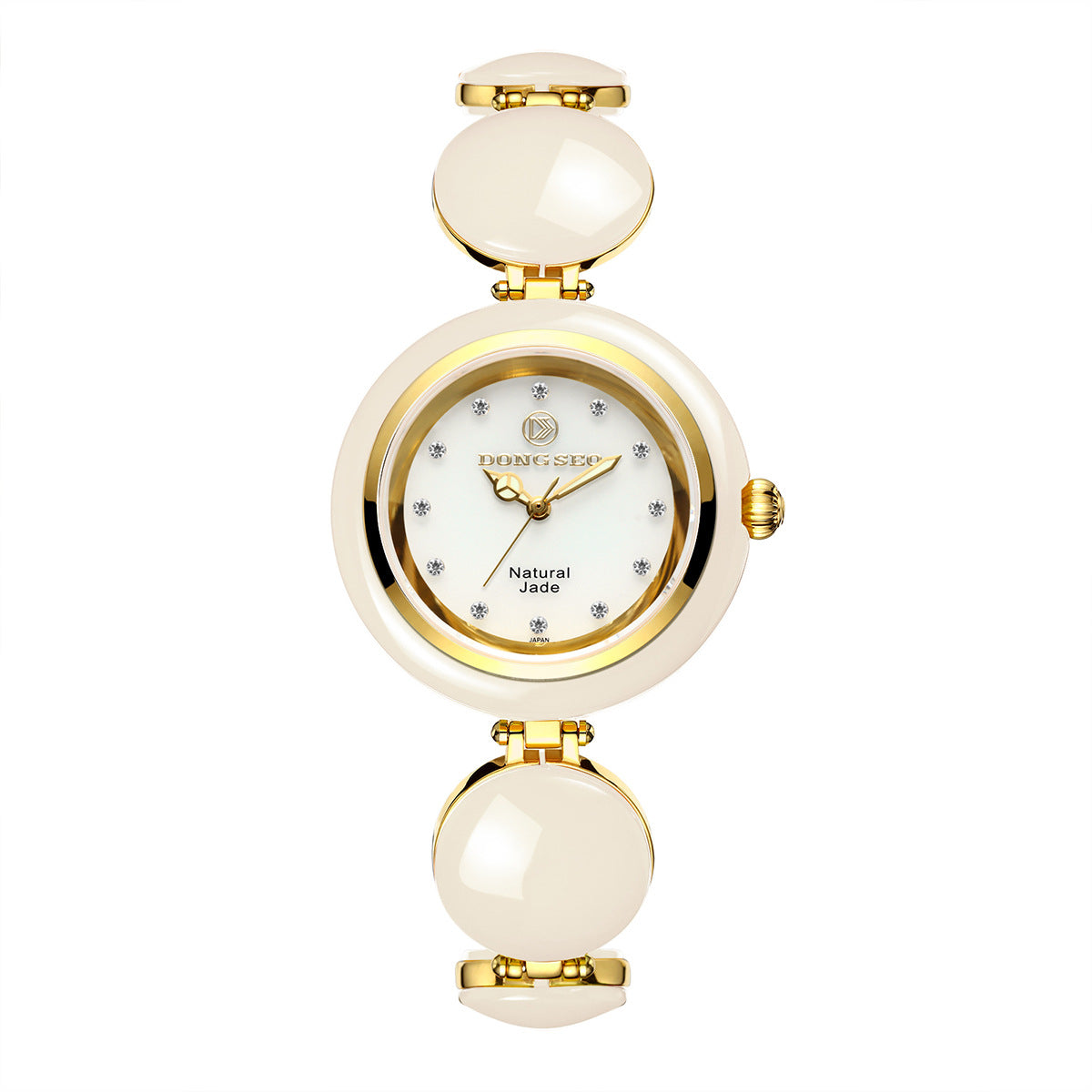 Ladies Jade Quartz Watch with Alloy Strap