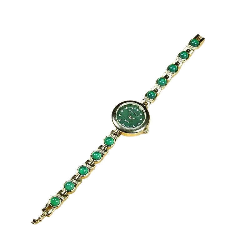 Ladies Jade Quartz Watch with Alloy Strap