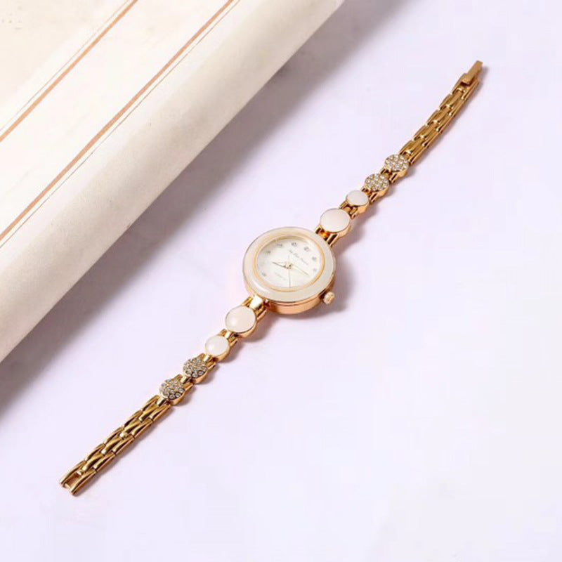 Ladies Jade Quartz Watch with Alloy Strap