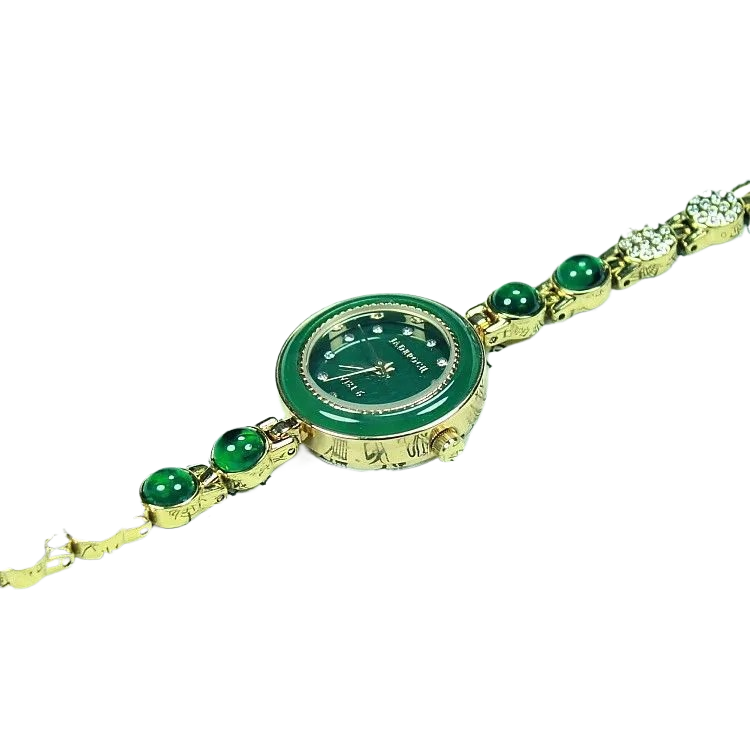 Ladies Jade Quartz Watch with Alloy Strap