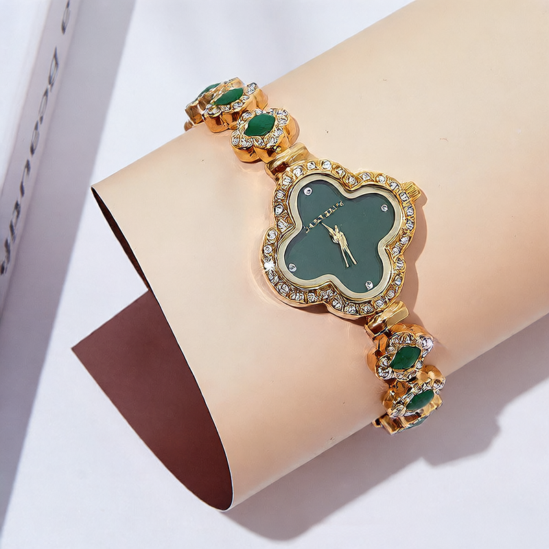 Ladies Jade Quartz Watch with Alloy Strap