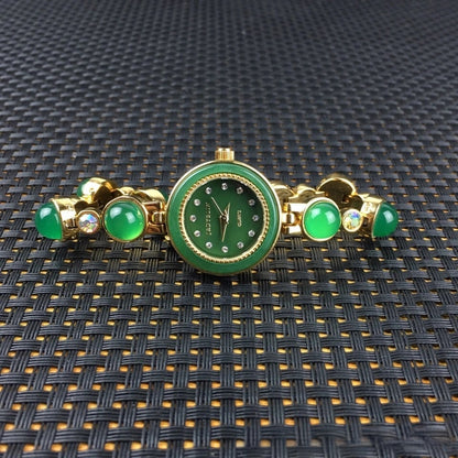 Ladies Jade Quartz Watch with Alloy Strap