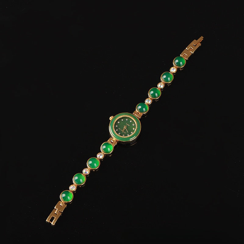 Ladies Jade Quartz Watch with Alloy Strap