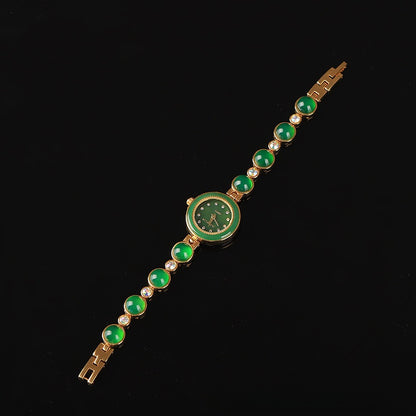 Ladies Jade Quartz Watch with Alloy Strap