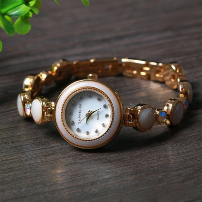 Ladies Jade Quartz Watch with Alloy Strap