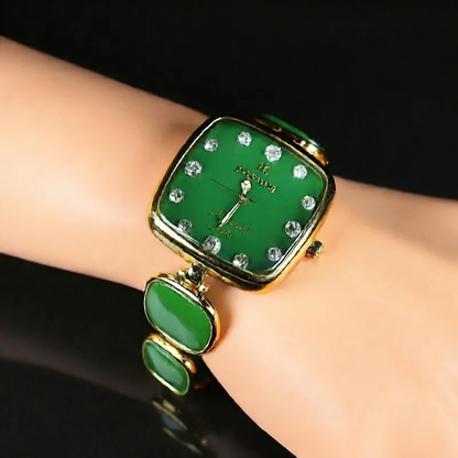 Ladies Jade Quartz Watch with Alloy Strap