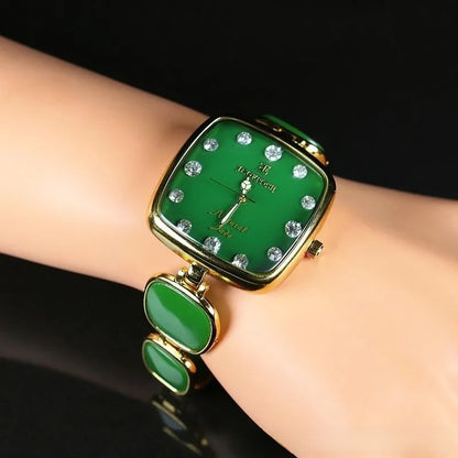 Ladies Jade Quartz Watch with Alloy Strap
