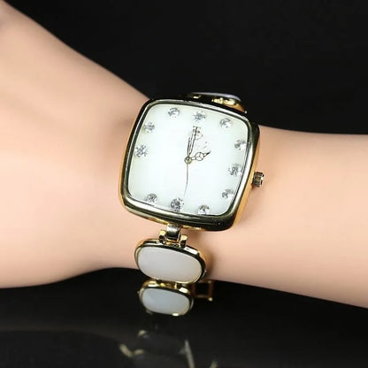 Ladies Jade Quartz Watch with Alloy Strap