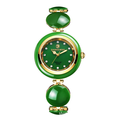 Ladies Jade Quartz Watch with Alloy Strap