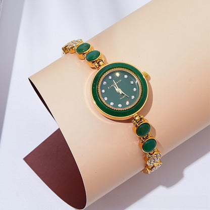 Ladies Jade Quartz Watch with Alloy Strap