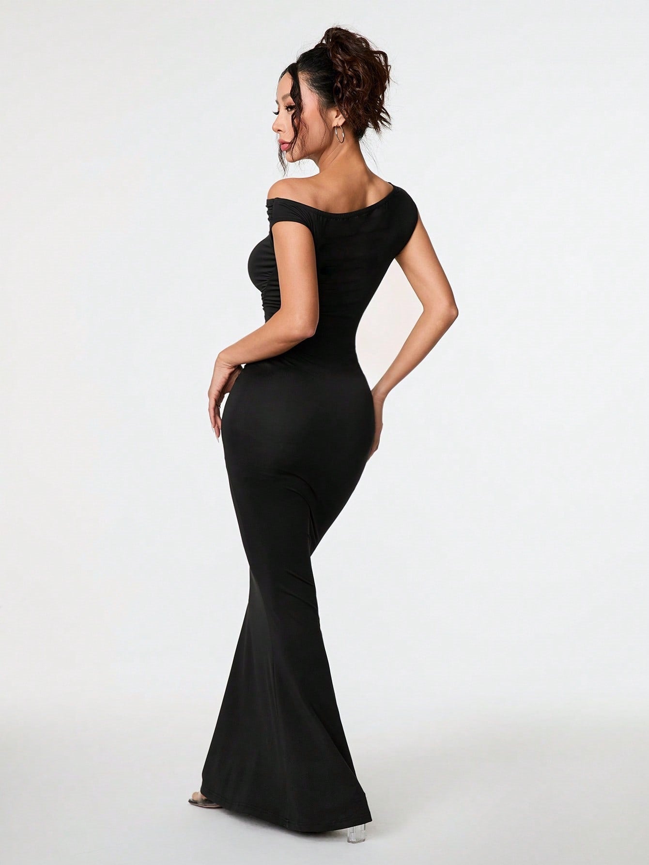 Ladies Off-Shoulder Slant Collar Long Dress