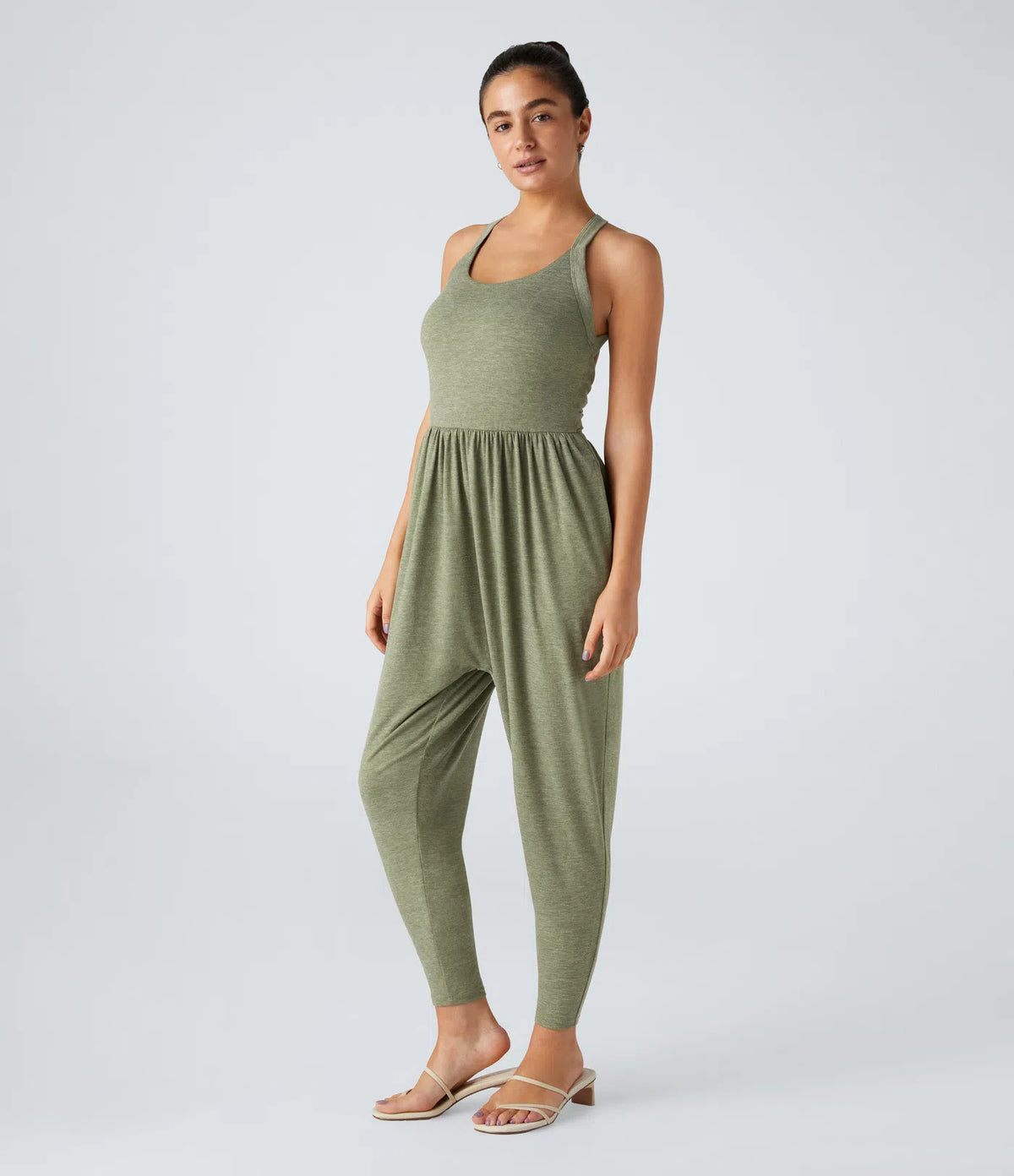 Ladies' sleeveless tapered jumpsuit