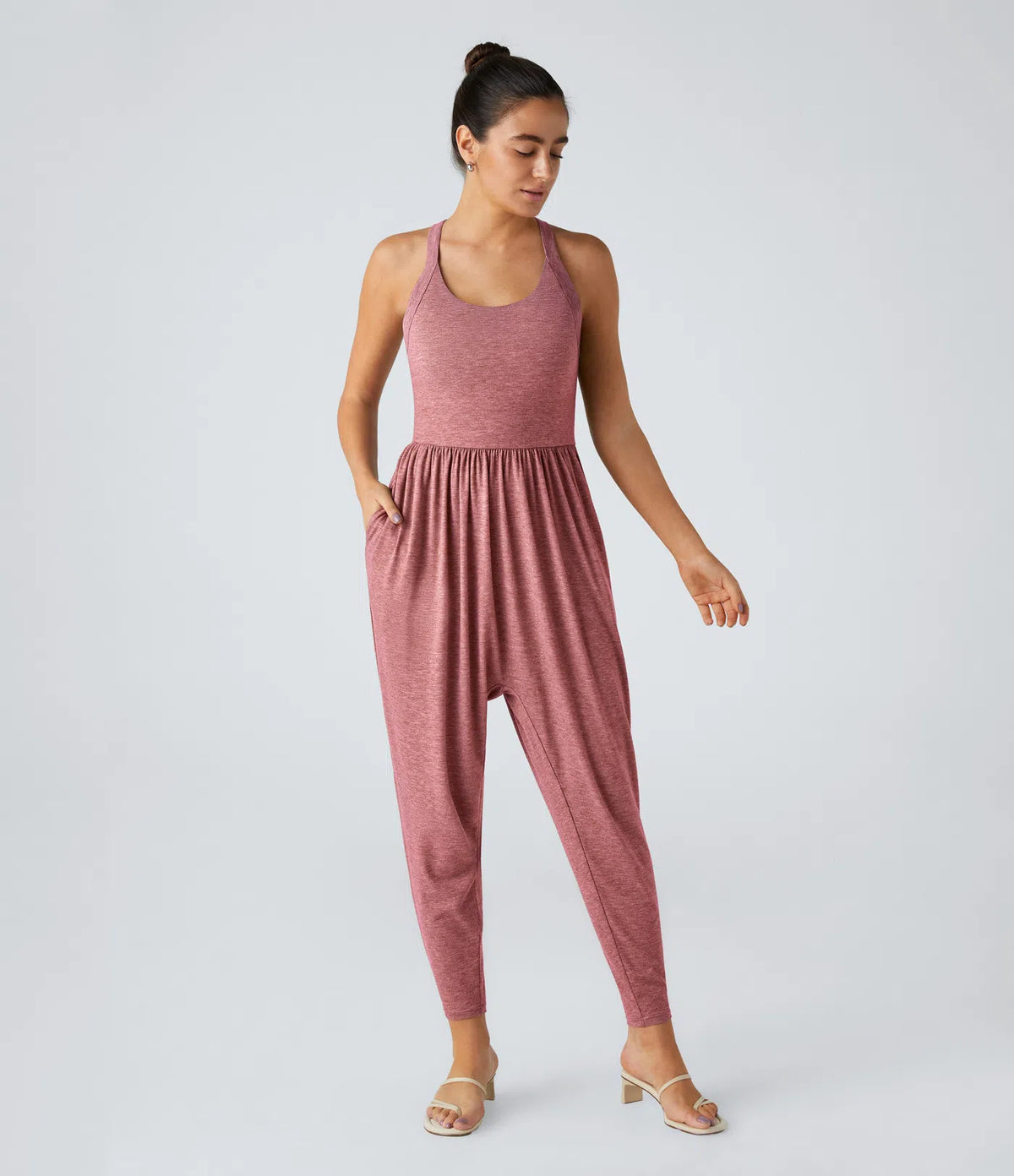 Ladies' sleeveless tapered jumpsuit
