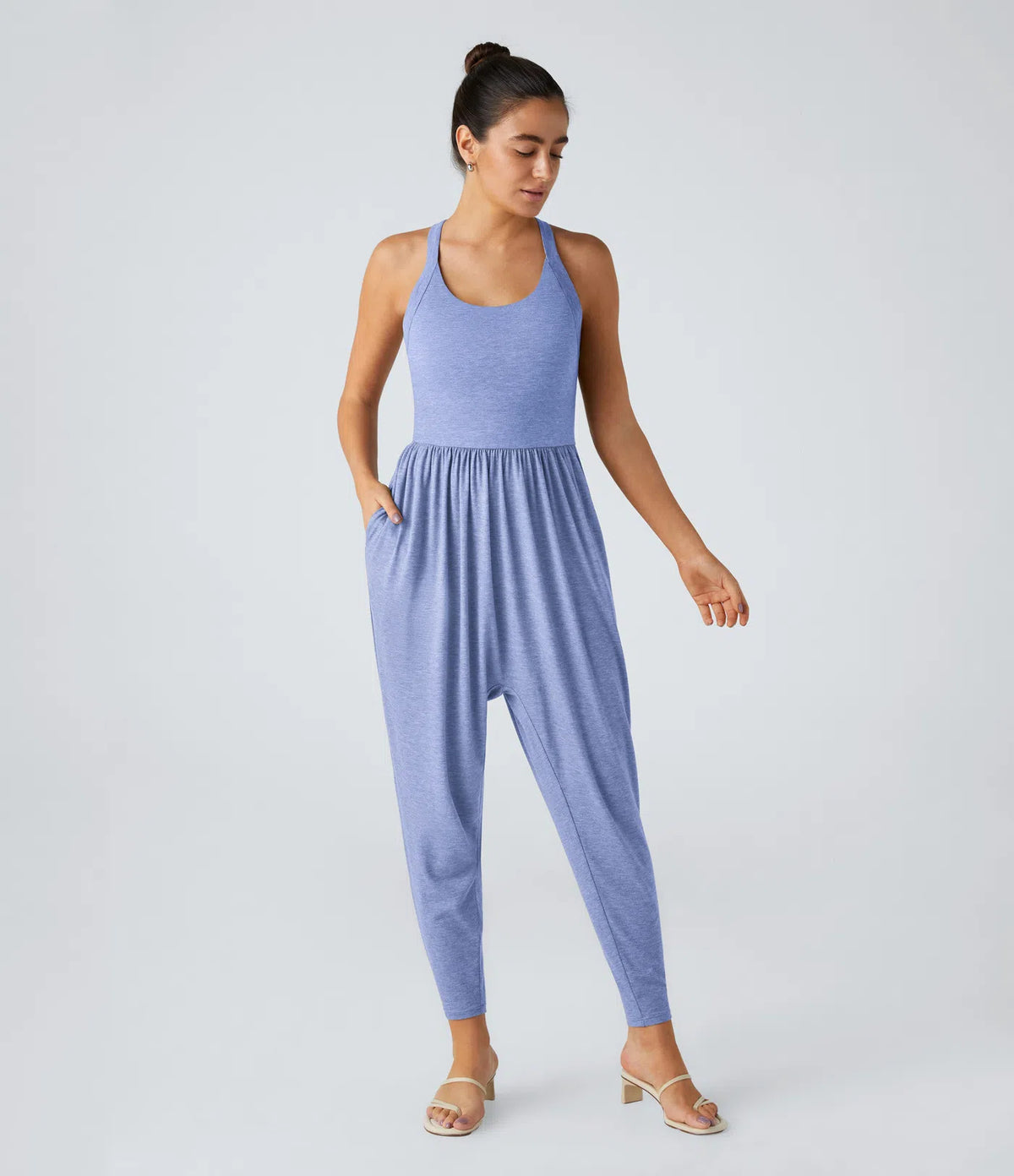 Ladies' sleeveless tapered jumpsuit