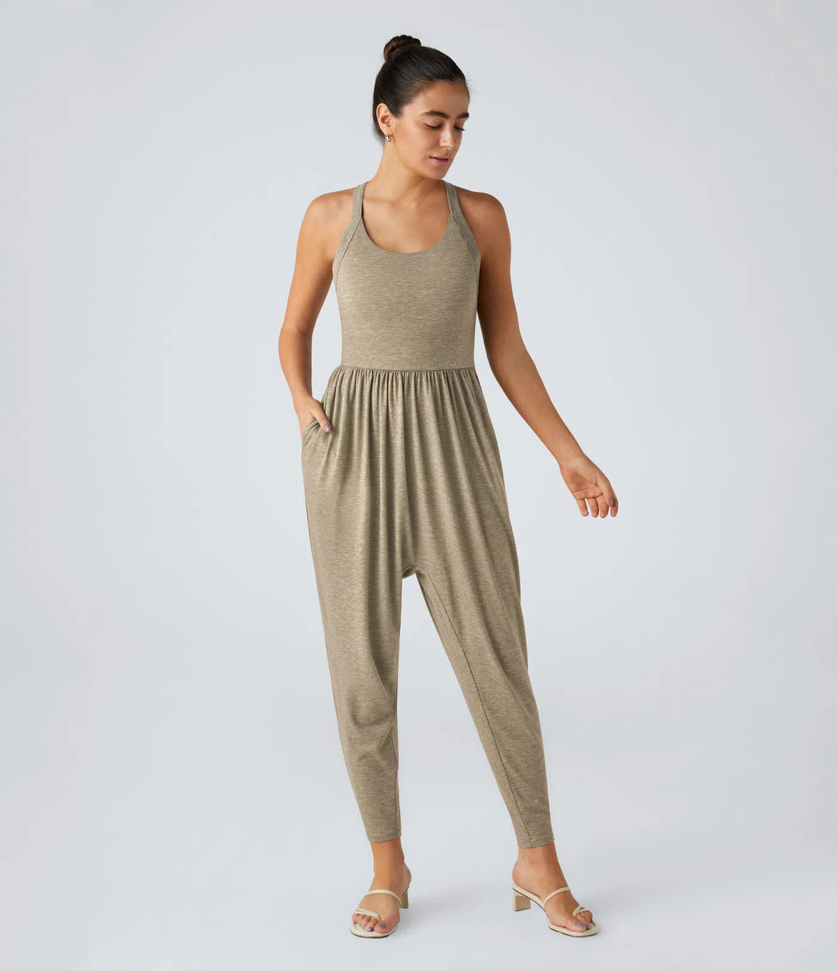 Ladies' sleeveless tapered jumpsuit