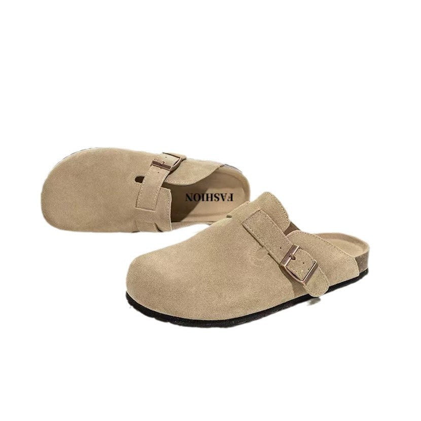 Ladies wear flip-flops with their heads covered