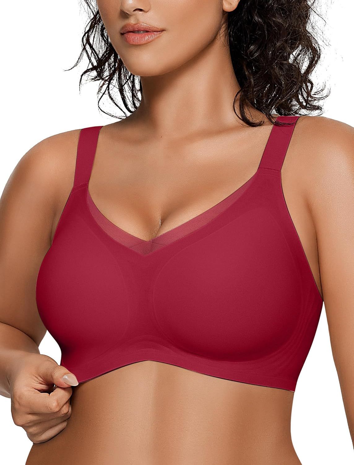Ladies' wireless V-net bra