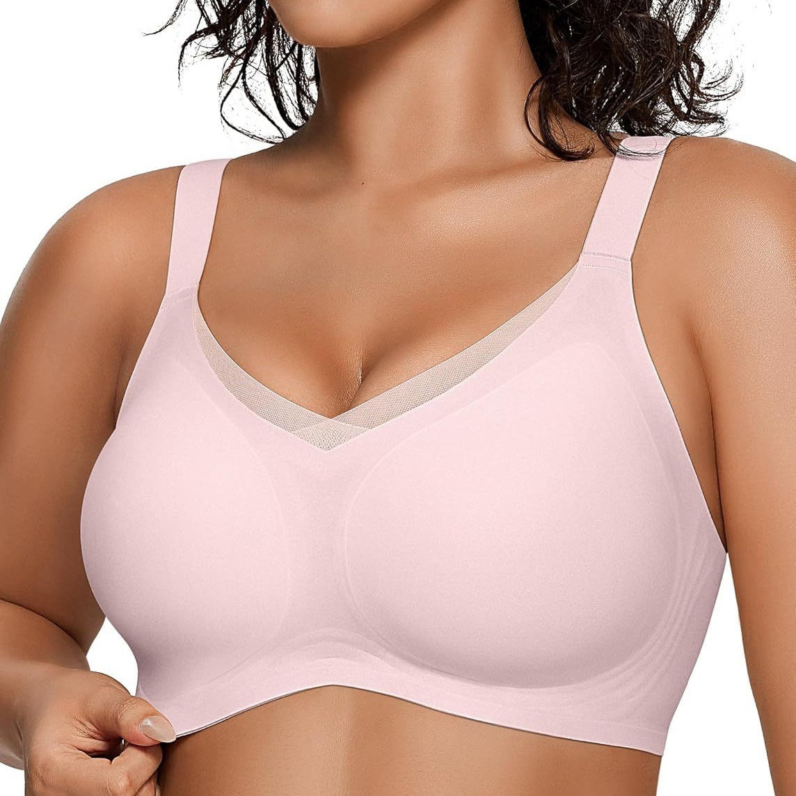 Ladies' wireless V-net bra